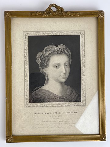 Engraving with Mary Stuart, Queen of Scotland