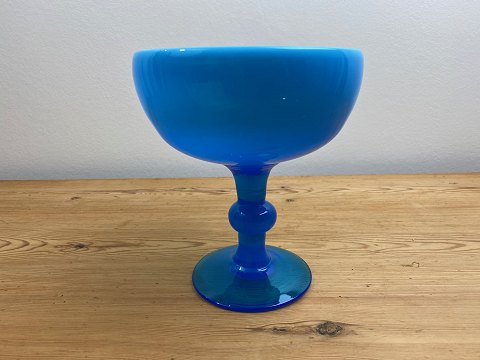 Electric blue footed art glass bowl by Swedish glass artist Erik Hoglund for 
Boda