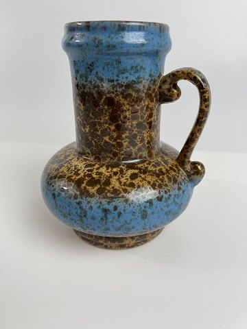 Strehla vase in blue and brown glaze from East Germany, Mid-20th Century