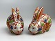 Pair of vintage porcelain rabbits, Imari style, 20th century