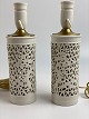 Pair of Chinese / Asian blanc de chine pierced table lamps with blossoming 
cherry branches from the mid-20th century