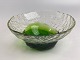 Signed glass bowl by Pertti Santalahti for 
Humppila, Finland, 1970s, green and clear glass 
with ice effect
