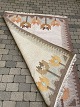 Vintage kelim rug with stylized tulips, presumably Swedish, in burnt colors, orange, brown, yellow, green