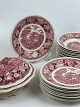SEE THE PRICE IN THE DESCRIPTION OF ITEMS - 
English faience soup plates / ymer bowls, 
saucepan, vegetable terrine from Adams English 
Scenic, Staffordshire, England, pink - red paris, 
cattle scenes, horse scenes