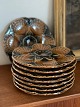 Sarreguemines - French oyster plates in two-tone 
majolica-like glaze, brown and charcoal gray