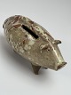 Piggy bank with "comb" of pottery and spotted 
glaze, charmer with patina