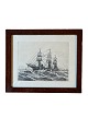 Original etching by Karl Hansen Reistrup (1863-1929), of a ship with three 
masts.