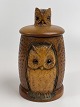 Old tobacco jar / tobacco box with owl carved in 
wood