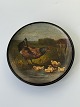 Small, beautiful hand-painted plate from P. 
Ipsen's Widow, motif of a hen with chicks.
